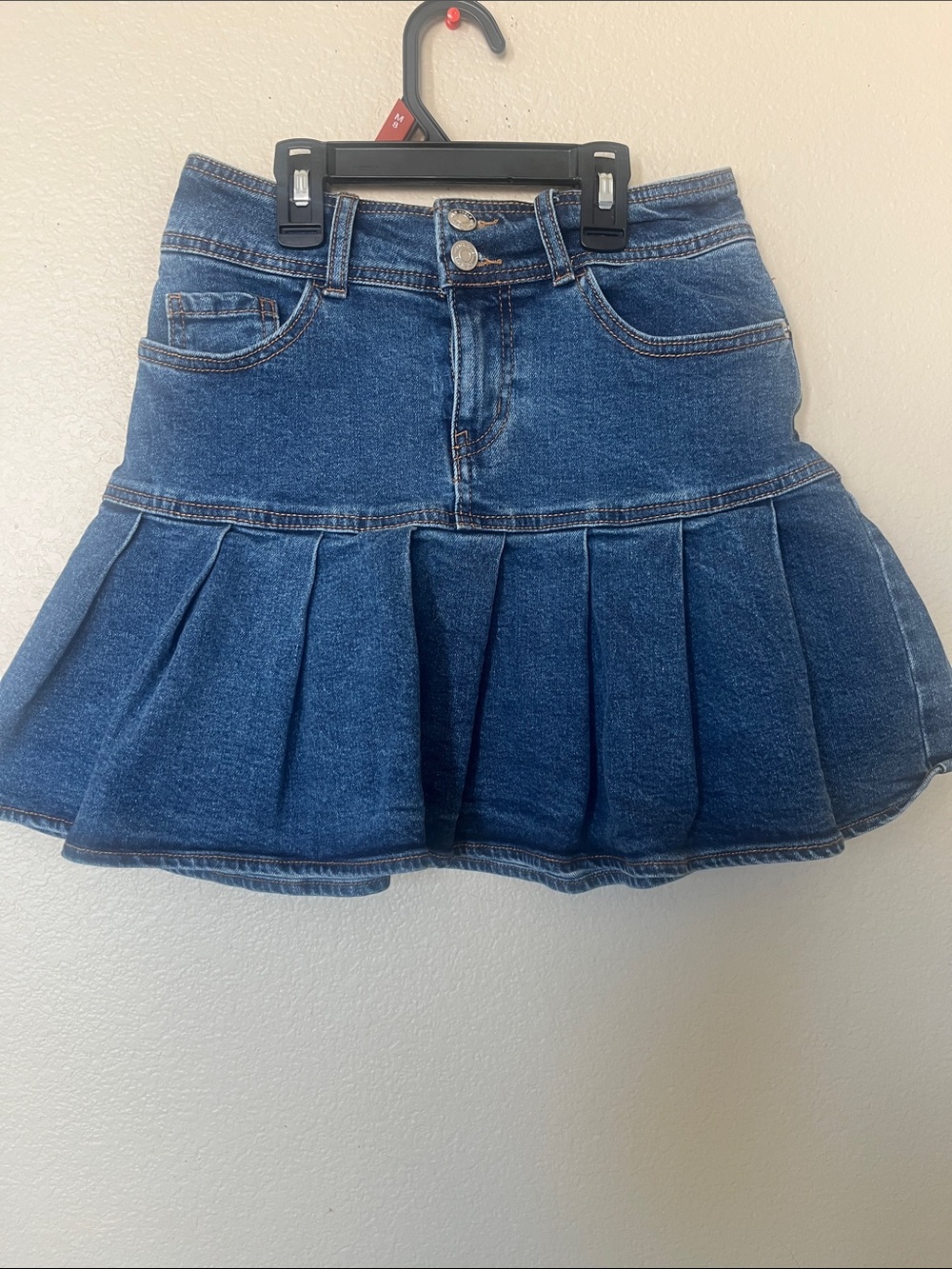 wild fable Blue Denim Pleated Skater Mini Skirt